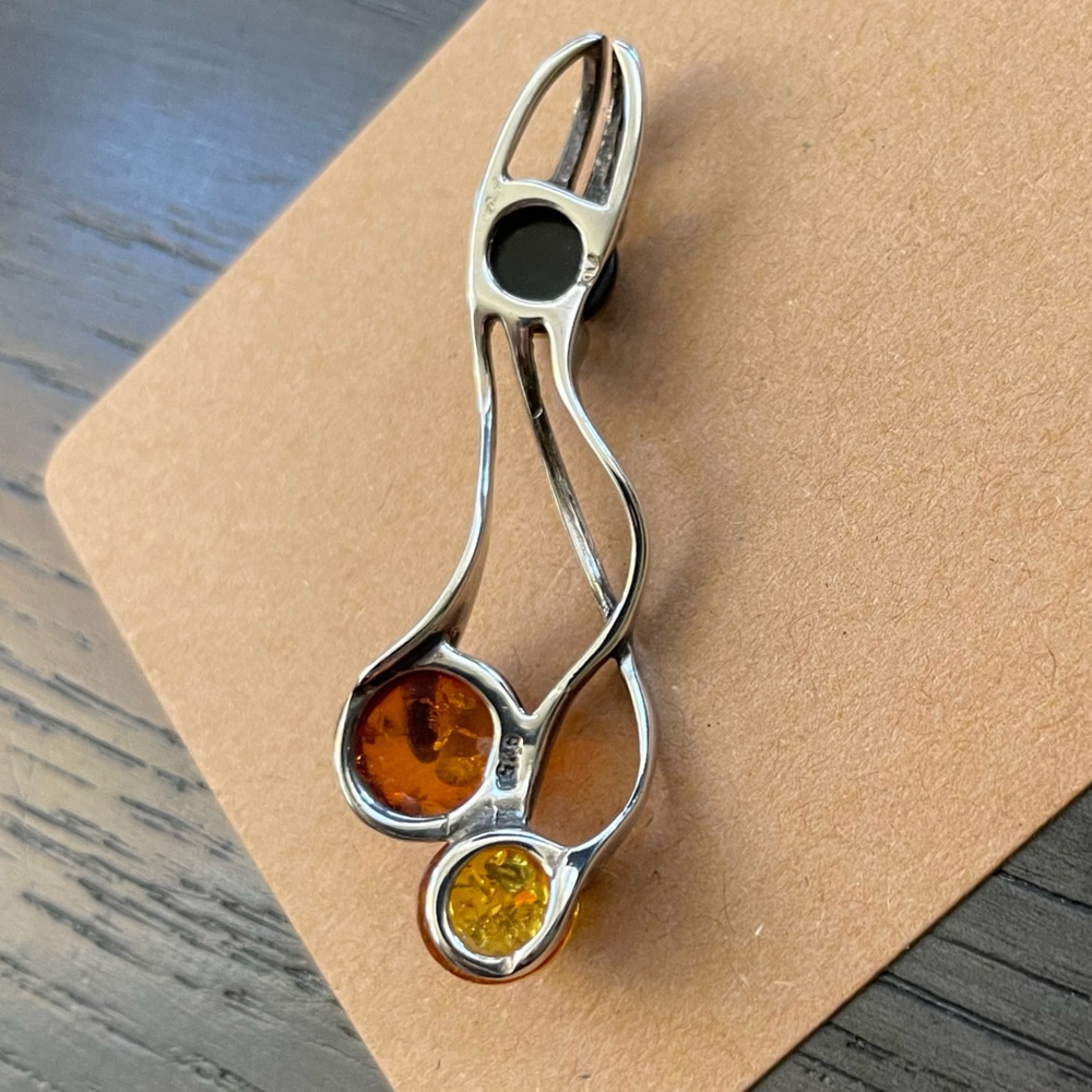 Amber Wave Sterling Silver Pendant - Picture 7 of 14